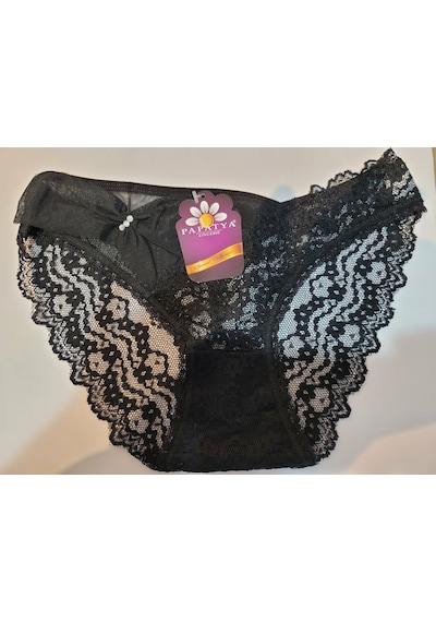 Papatya Dantel Detaylı Kadın Külot Slip V30 Siyah