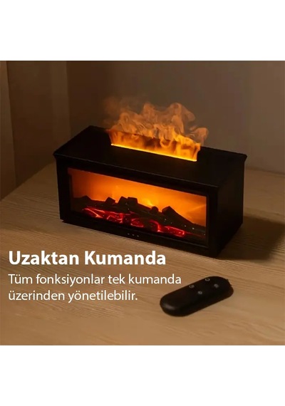 Ezere A4 Şömine Esintili Aromaterapi Difüzörü Ultrasonik Hava Nemlendici- 5775 Siyah Orkide