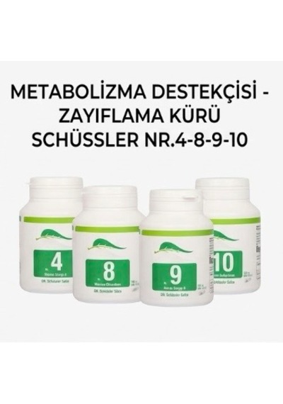 Schüssler Tuzları Nr. 4-8-9-10 Met-kilovermedestek Kürü 400 Tablet X 4 Kutu