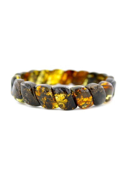 Kehribar Bileklik Özel Fosilli Roleks Tasarım Ambergold Blk23-42 Çok Renkli