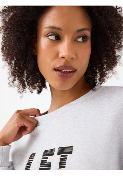 LOFT Crop Kadın Sweatshirt Lf2040749 Q1.v1 Gri Melanj