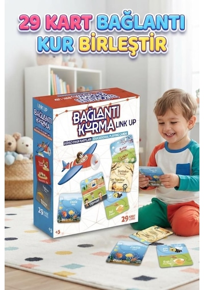 Bağlantı Kurma Link Up Eğitici Oyun Kartları - 29 Parça Zeka Ve Mantık Eğitici Kutu Oyunu