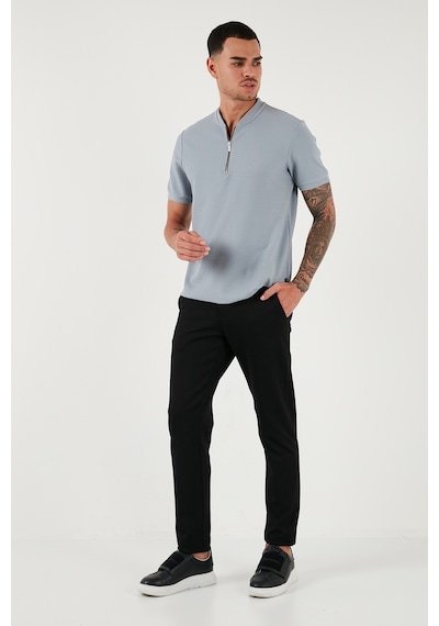 Buratti Pamuklu Regular Fit Yarım Fermuarlı Erkek T Shirt 5902653 Açık Gri
