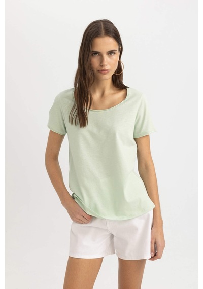 Defacto Regular Fit Bisiklet Yaka Kısa Kollu Tişört K1508az24smgn1180 Yeşil