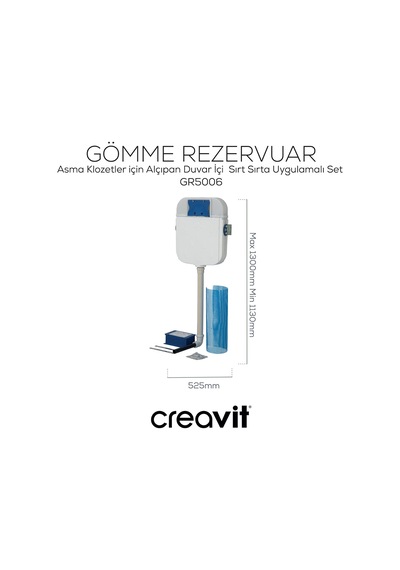 Creavit Gömme Rezervuar 3/6 Tuvalet Taşı Uyumlu Beyaz