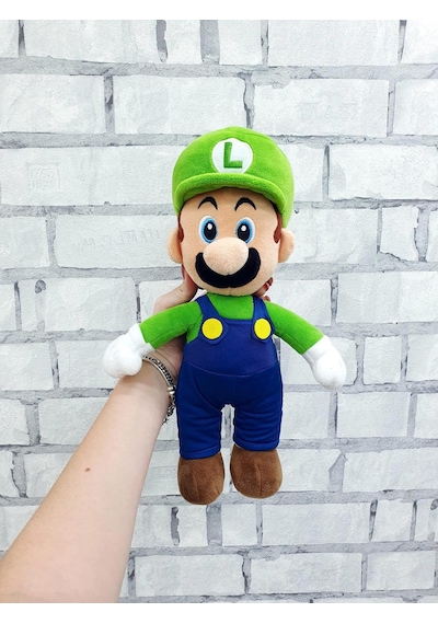 İthal Kadifemsi Kumaş Süper Mario Luigi Peluş Oyuncak 27 Cm Uyku Oyun Arkadaşı Orta Boy Yeşil Çok Renkli