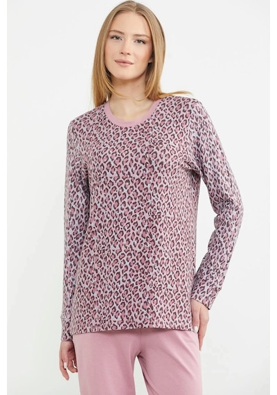 Leopar Binli Pijama Takımı Pembe