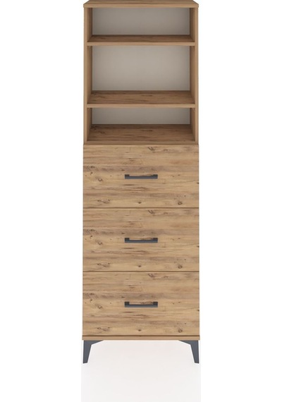Arges Dolap 3 Raflı 3 Çekmeceli 60x30x182 Çam-çam Çam