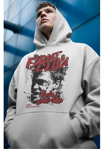 Sevbano Fight Club Dövüş Kulübü Tyler Durden Film Ön Baskılı Unisex Overs beyaz