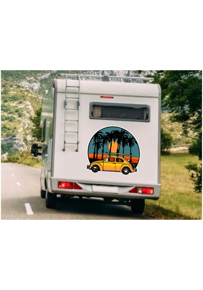 Classic Volkswagen Vosvos Sticker - Araba Oto Motosiklet Karavan Sticker - 00065 30x27 Cm