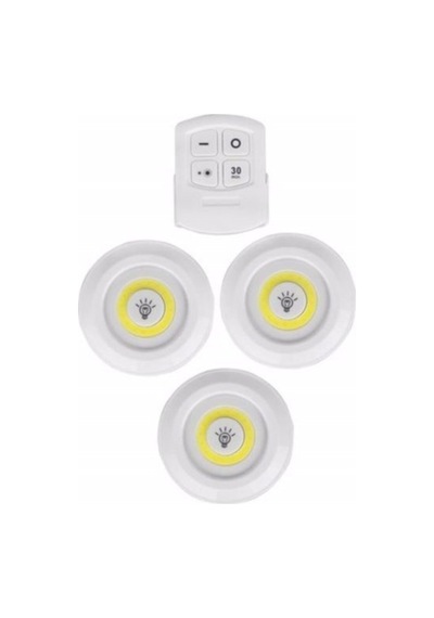 3'lü Led Spot Lamba Beyaz Cob Ledli Uzaktan Kumandalı Spot Ledle Beyaz