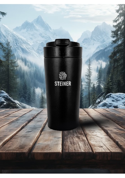 Steiner Paslanmaz Çelik Termos 380 Ml Mat Siyah Sıcak Ve Soğuk