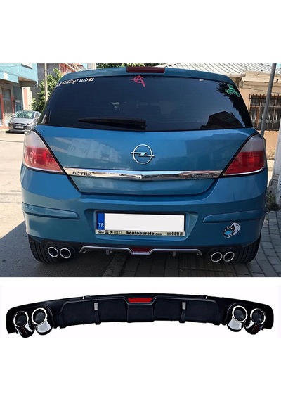 Opel Astra H Siyah Difüzör 4 Krom Uyumlu Egzoz Görünümlü Difizör Arka Ek Body Kit