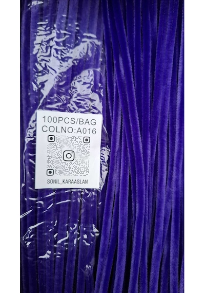 Şönil 100 Lü Mor Renk Kod A016 30 Cm - Yoğun Tüylü Hobi Çubuğu Tel El İşi 100 Lü Paket