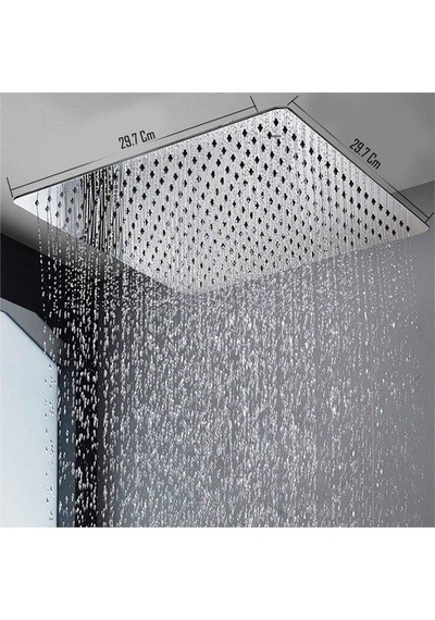 Banyo Sart Kare Tepe Duş Seti Başlığı 30x30 Paslanmaz Metal Krom