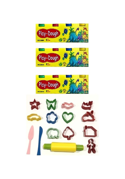 Oyun Hamuru Ve Oyun Hamuru Kalıbı Seti 3 Adet X 450 Gr. Yeşil/kırmızı/mavi/sarı
