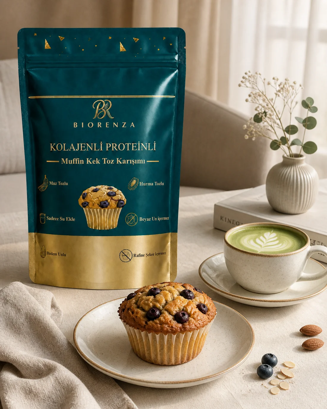 Kolajenli Ve Proteinli Kakaolu Muffin Kek Karışımı Yulaf Unlu Hurma Tozlu 100 G