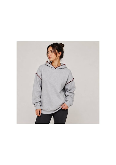 Herkesemoda Yaka Ve Kol Nakış Detaylı Kapüşonlu 2 İplik Şardonlu Sweatshirt Gri-bordo Herkesemoda Yaka Ve Kol Nakış Detaylı Kapüşonlu 2 İplik Şardonlu Sweatshirt Gri-bordo