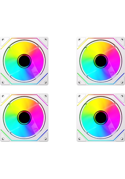 4 Adet 120x120x25mm Double Ring Aynalı Argb 12cm Kasa Fanı Beyaz