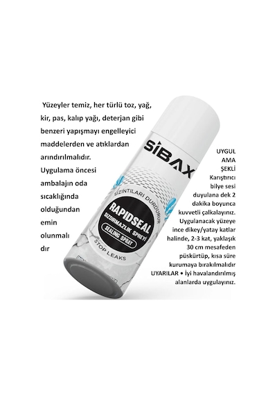 Sibax Rapıdseal Su Yalıtım Sızdırmazlık Spreyi Şeffaf 400 Ml-iç-dış Alanlarda Kullanılır