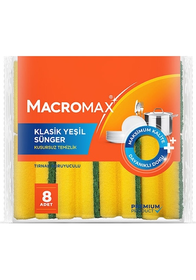 Macromax Klasik Oluklu Sünger 8'li