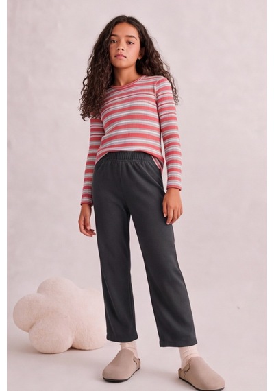 Esila Kids Kız Çocuk Çizgili Uzun Kollu Tişört Ve Rahat Kesim Pantolon Takım Bordo