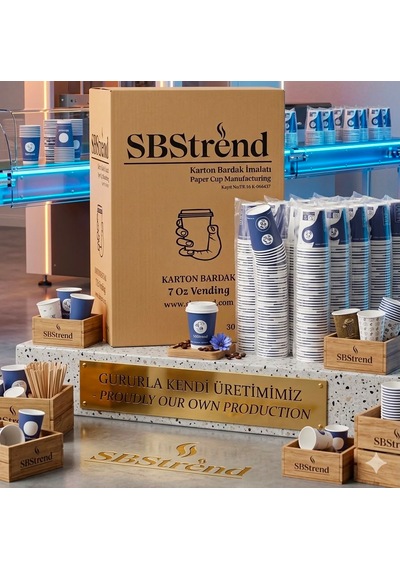 Üreticiden 1500 Adet Tek Kullanımlık Koli Kalın 7 Oz Vending Büyük Boy Karton Bardak Desenli Akıtmaz