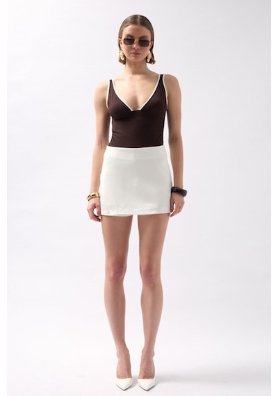 Basic Mini Şort Etek Beyaz