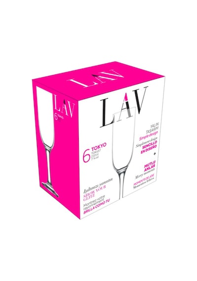 Lav Tokyo Cam Şampanya Kadehi 6'lı 210 ml Ayaklı (Kahve Yanı Su/Kokteyl Bardağı)