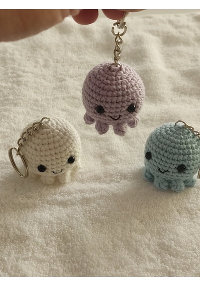 Amigurumi Ahtapot Anahtarlık 4-5 Cm - 3 Adet Çok Renkli