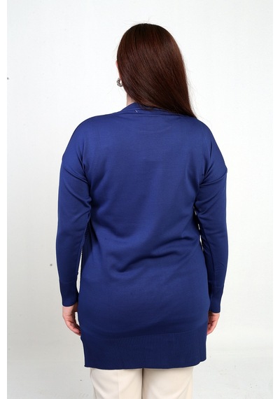By Saygı Kadın Kolları Düğme Detaylı Büyük Beden Tunik Bluz Saks