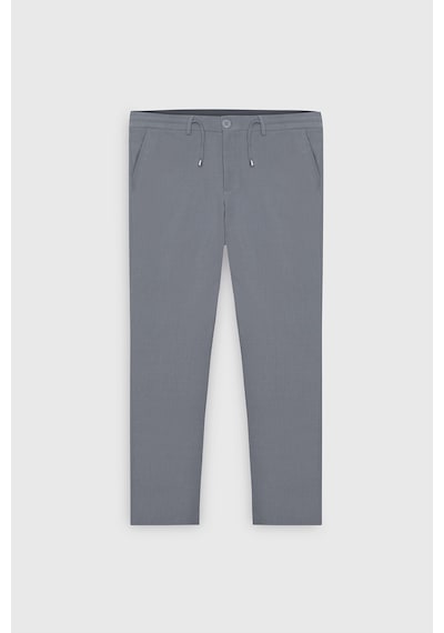 AC&Co / Altınyıldız Classics Erkek Grı Slim Fit Dar Kesim Beli Bağlamalı Yan Cep Gofre Desenli Pantolon Gri