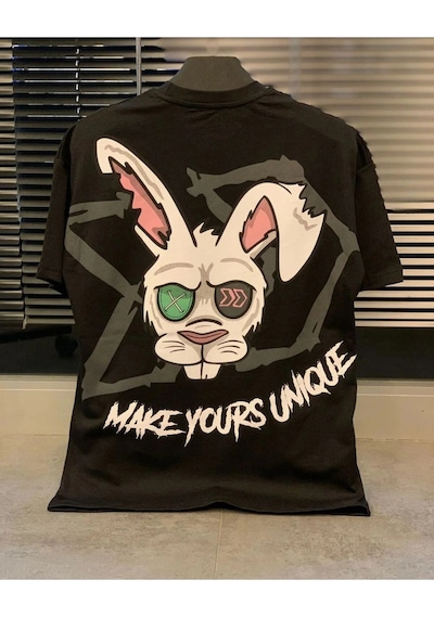 Tarzsokak Make Yours Unique Baskılı Oversize Unisex Pamuk Siyah