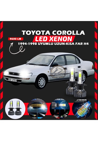 Toyota Corolla Efsane Kasa Uzun Kısa Far Uyumlu Şimşek Etkili Led Xenon Pro Series H4