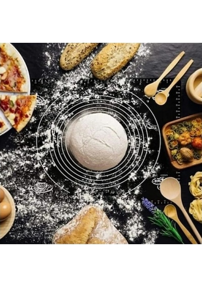 Mucit Home Silikon Çok Amaçlı Geniş Siyah Hamur Matı Hamur Açma Matı