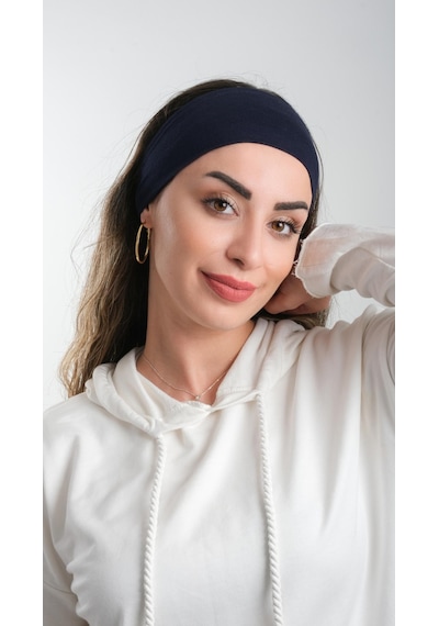 Hürrem Bone Lacivert Bandana Saç Bandı Viskon Düz 3012 02 Lacivert