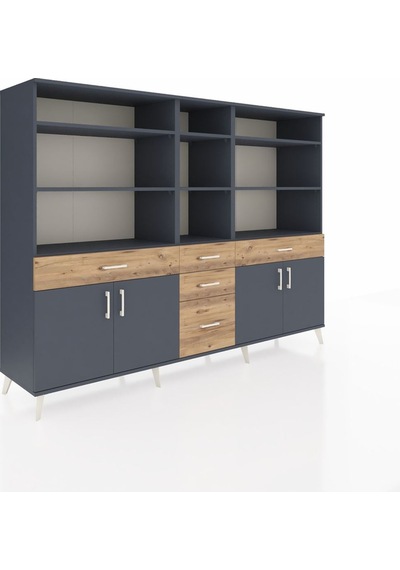Hyperion Dolap 11 Raflı 5 Çekmeceli 4 Kapaklı 220x44x163 Antrasit Antrasit-antrasit/çam Hyperion Dolap 11 Raflı 5 Çekmeceli 4 Kapaklı 220x44x163 Antrasit Antrasit-antrasit/çam