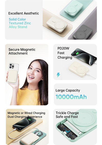 P20 Se 10.000 Mah Pd 20w Standlı Magsafe Powerbank Bej