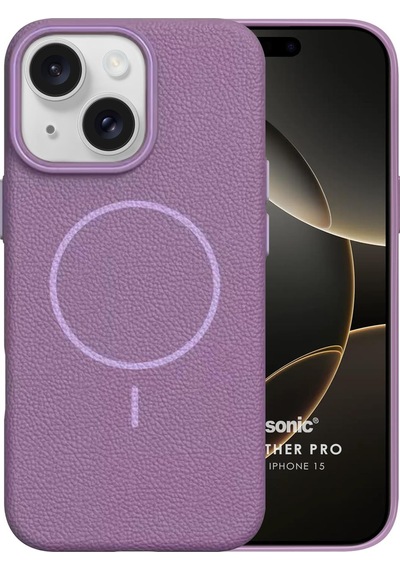 Microsonic Apple iPhone Uyumlu 15 Kılıf Magleather Pro Lila -