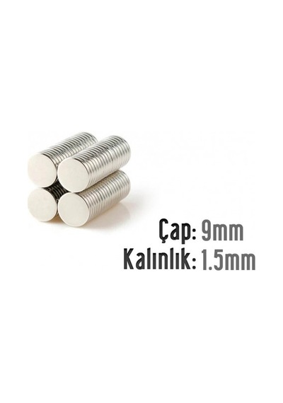 Mıknatıs, 9Mm X 1,5Mm Güçlü Neodyum Mıknatıs, Adet Seçmeli 25 Adet