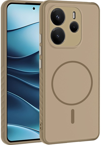 Maks Technology Redmi Note 14 4g Kılıf M-safe Şarj Özellikli Mkst Tea Kapak - Gold Altın