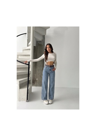 Bluemarlin Tintli Likralı Kemerli Tam Kalıp Denim Pantolon Tintli