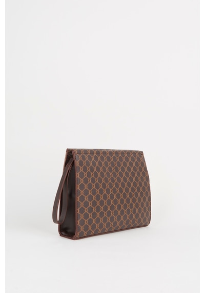 Vivaq Kadın Petunya Desenli Acı Kahve Astarlı Suni Deri Bilek Askılı Portföy El Ve Clutch Çanta Kahverengi