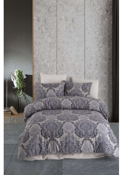 Majoli Luna Blue Tek Kişilik Kapitoneli Nevresim Takımı 4 Mevsim Set % 100 Pamuk Ranforce Kumaş