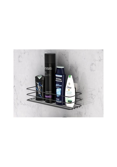 Buççin Online Mağaza Siyah Sağlam Yapışkanlı Metal Banyo Düzenleyici Sabunluk Rafı Metal Siyah Çok Renkli