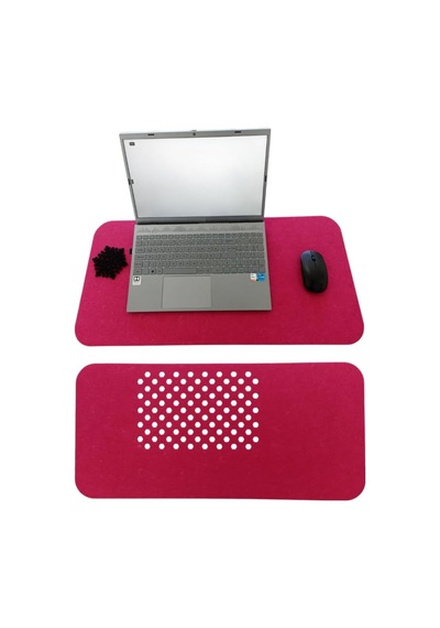 Keçe Masa Üstü Mouse Pad Ve Bilgisayar Düzenleyici 70x32 Cm Antibakteriyel Mat, Doğal Keçe Mat, Masa Koruyucu Altlık, Ofis Ve Ev İçin Minimalist Tasarım Fuşya Beyaz - Çok Renkli