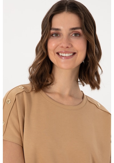 U.S. Polo Assn. Kadın Camel Bisiklet Yaka Tişört 50300737-VR015
