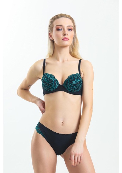 Magic Form Yeşil Siyah Dantelli Push Up Destekli Sütyen - 4816 Yeşil - 512786835 Yeşil