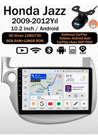 Honda Jazz 2009-2012 Uyumlu 8gb Ram 128gb Android Navigasyon Multimedya Tesla Ekran Android Teyp Double Teyp Kablosuz Carplay Android Auto Bluetooth Wifi Gps Geri Görüş Kameralı 10.2" Honda Jazz 2009-2012 Uyumlu 8gb Ram 128gb Android Navigasyon Multimedya Tesla Ekran Android Teyp Double Teyp Kablosuz Carplay Android Auto Bluetooth Wifi Gps Geri Görüş Kameralı 10.2"