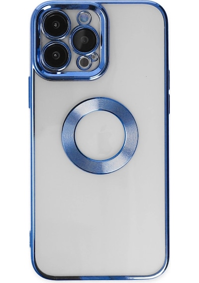 Apple iPhone Uyumlu 14 Pro Max Kılıf Slot Silikon - Mavi Düz Renkli